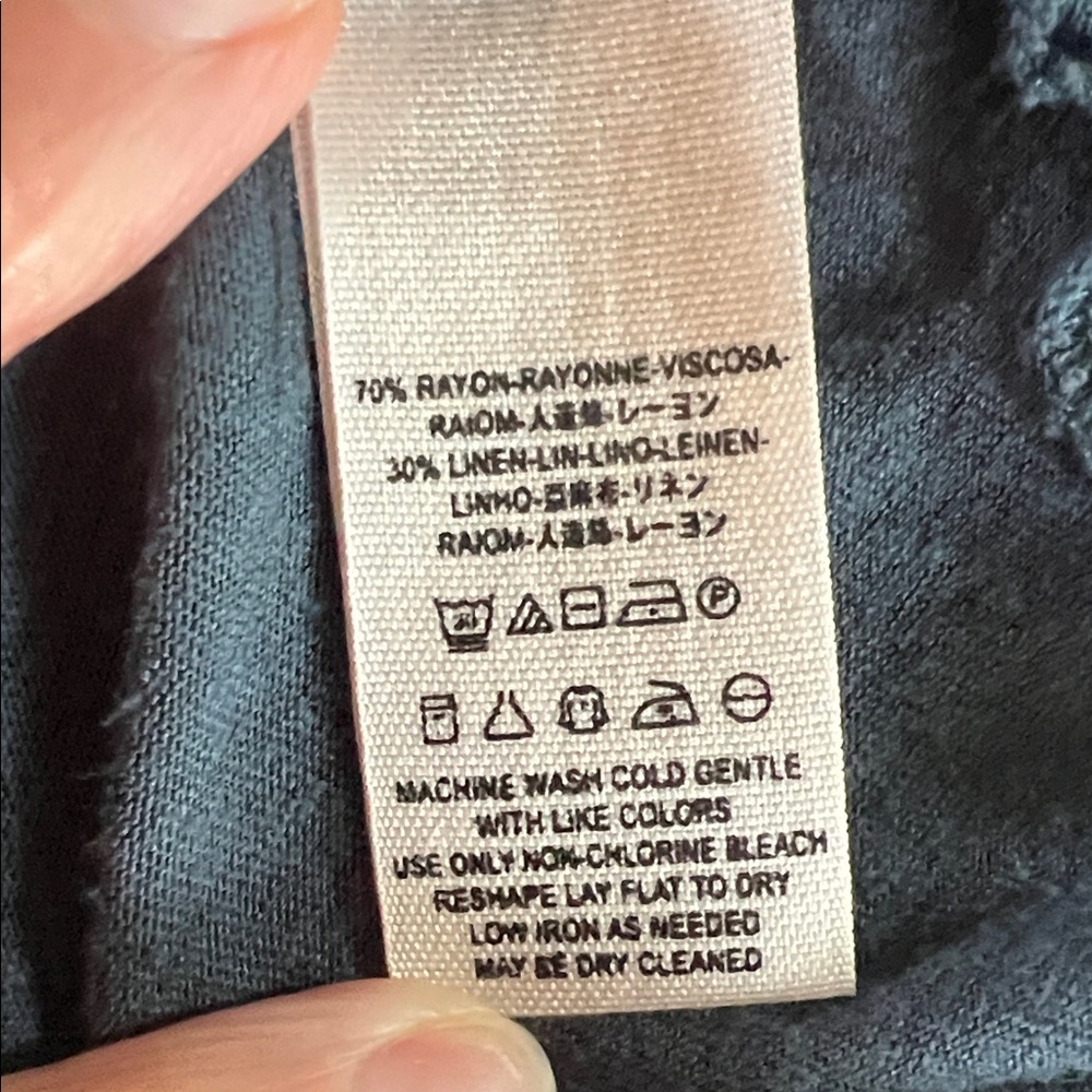 Free People Bittersweet Cold Shoulder Linen T Shirt Top Denim Blue Size Large - Picture 10 of 11